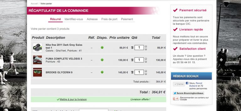 Runnin Bordeaux - Page panier
