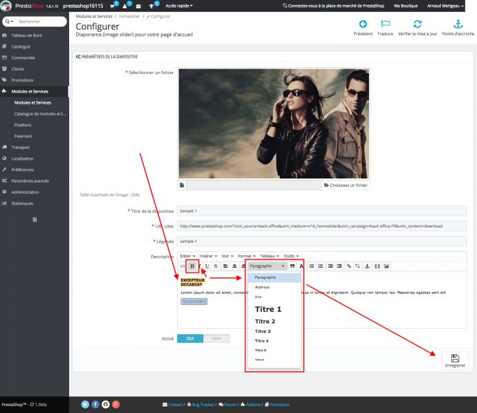 améliorer référencement prestashop 1.6 slider