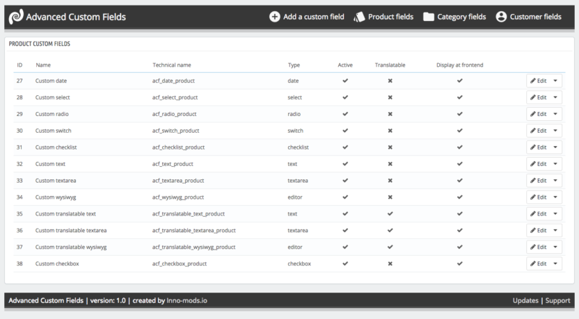 Advanced Custom Fields for Prestashop