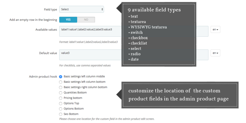 Advanced Custom Fields for Prestashop