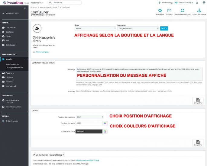 module-prestashop-message-information-backoffice