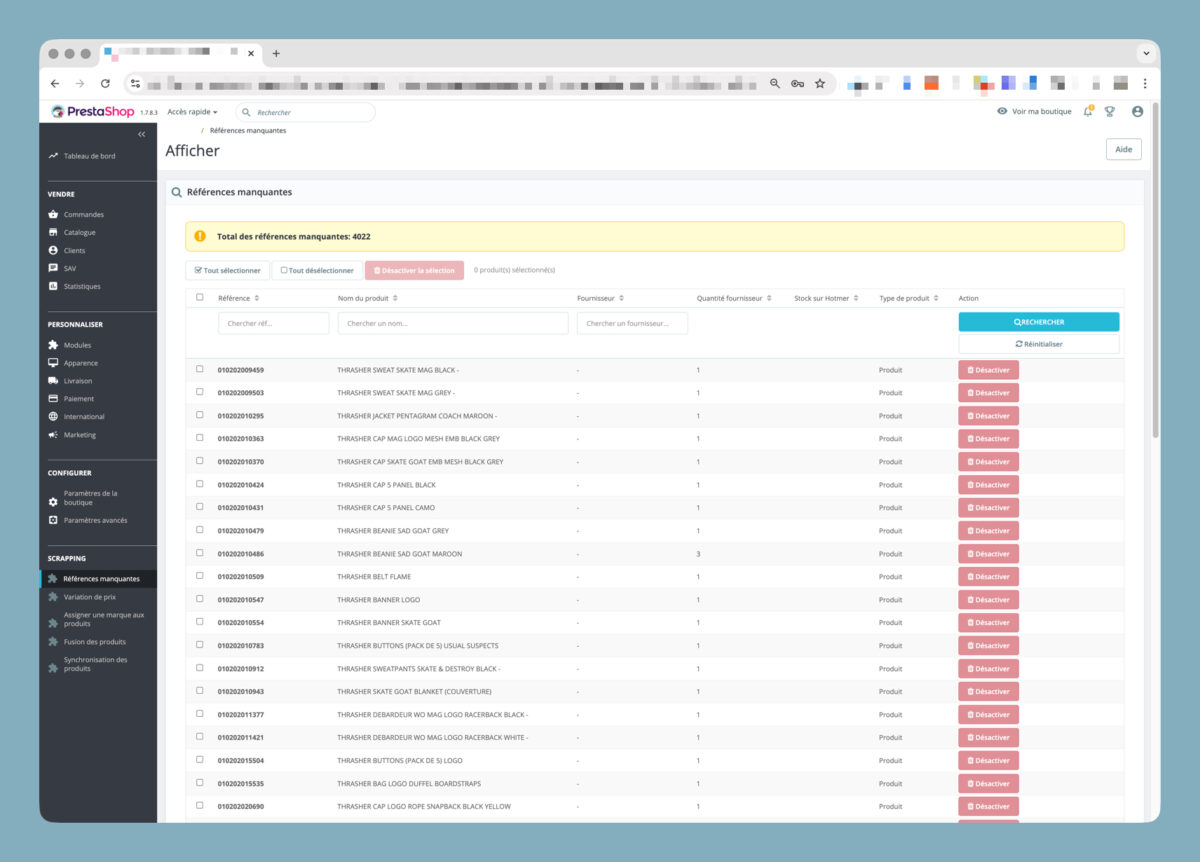 module-pim-prestashop-references-manquantes