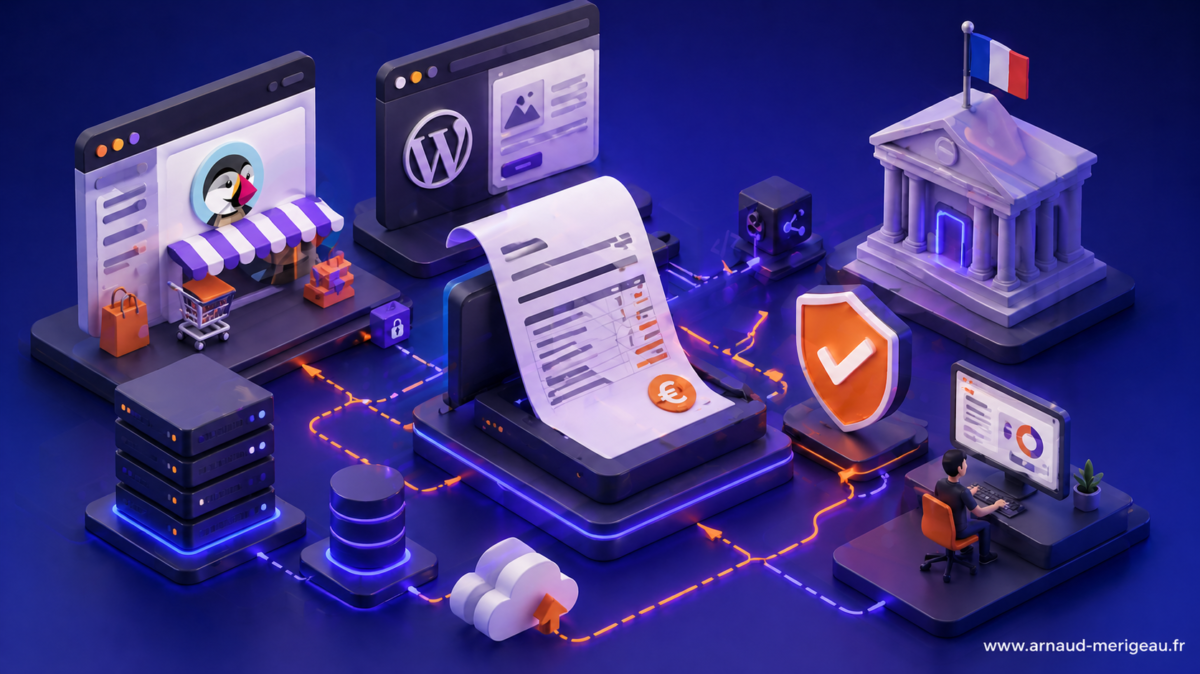 Schéma du flux de facturation électronique entre e-commerçant, plateforme agréée PDP et administration fiscale DGFiP