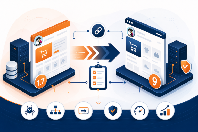 Migration PrestaShop 1.7 → 8/9 sans perdre le SEO : checklist complète 2026