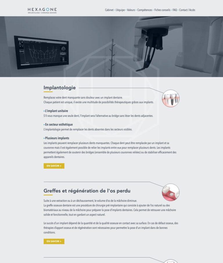 Cabinet Hexagone compétences implantologie