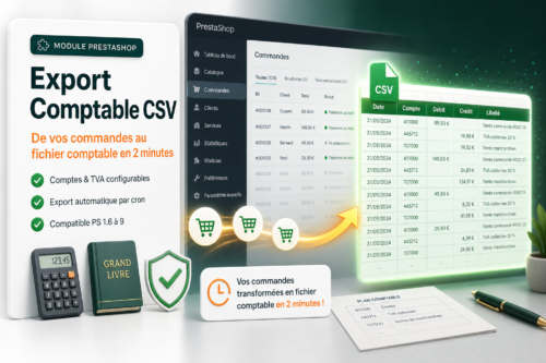 Module PrestaShop export comptable CSV - commandes vers fichier comptable en 2 minutes