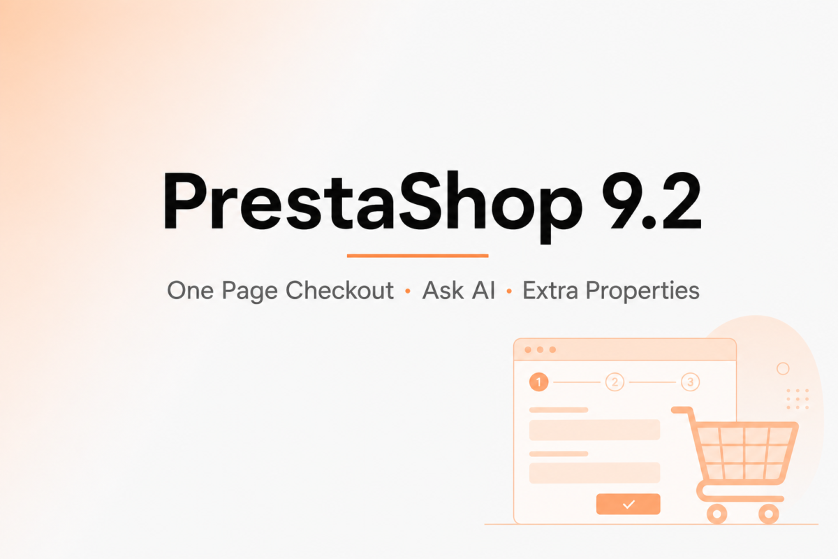 PrestaShop 9.2 — One Page Checkout, Ask AI et Extra Properties
