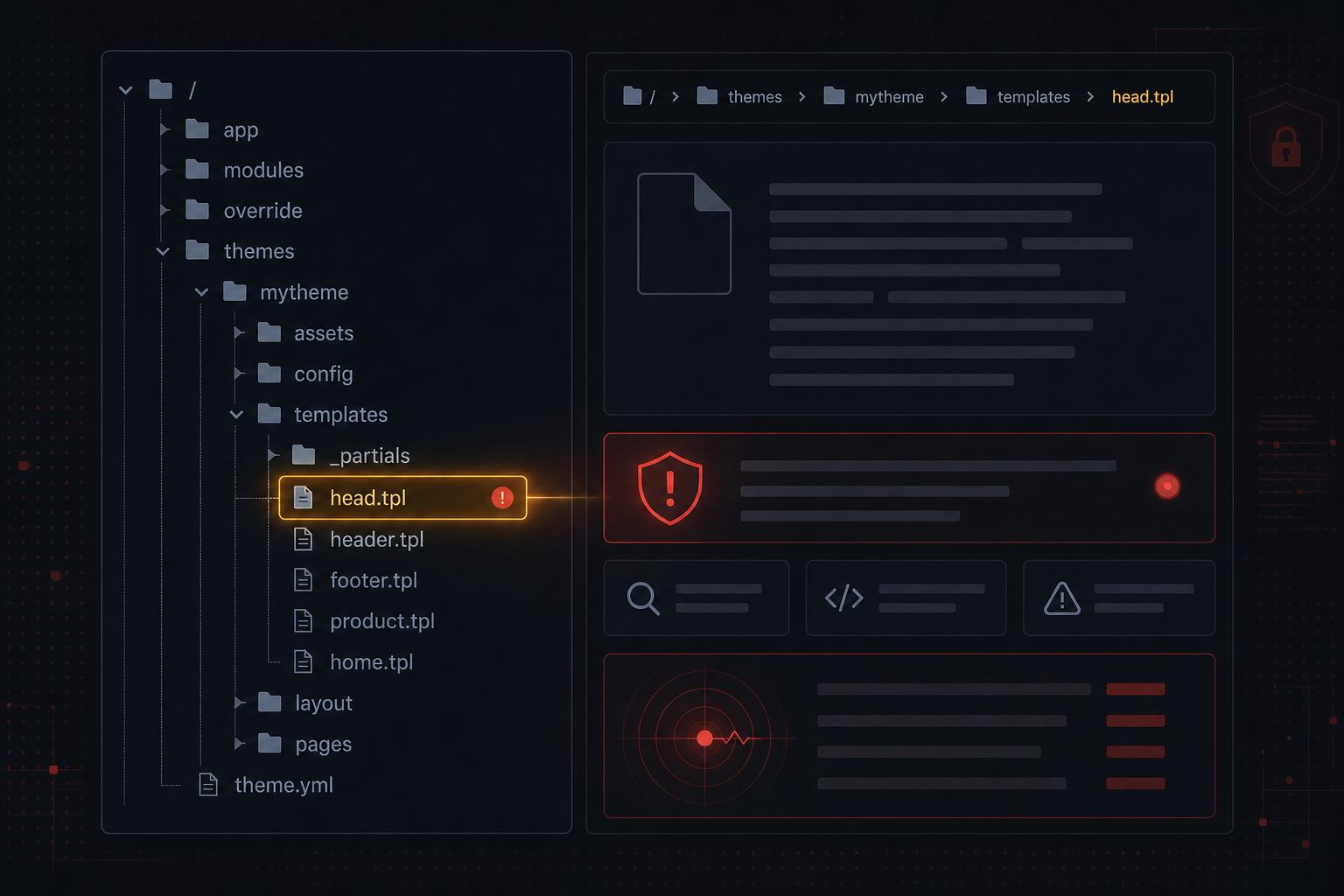 Arborescence du fichier head.tpl PrestaShop à inspecter en priorité