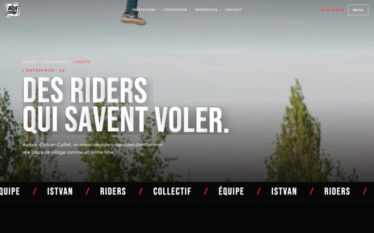 Page équipe riders Rideissime